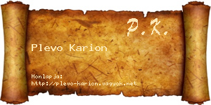 Plevo Karion névjegykártya